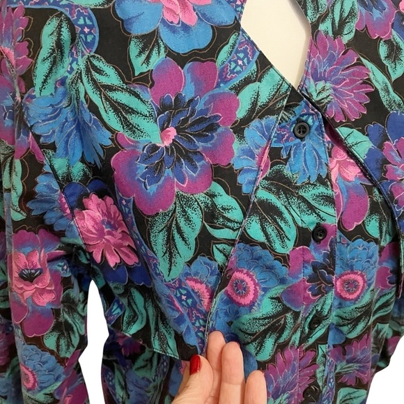 Vintage 90s Wrangler Women’s Retro Long Sleeve Button Down Blouse Floral Size M - Picture 5 of 10